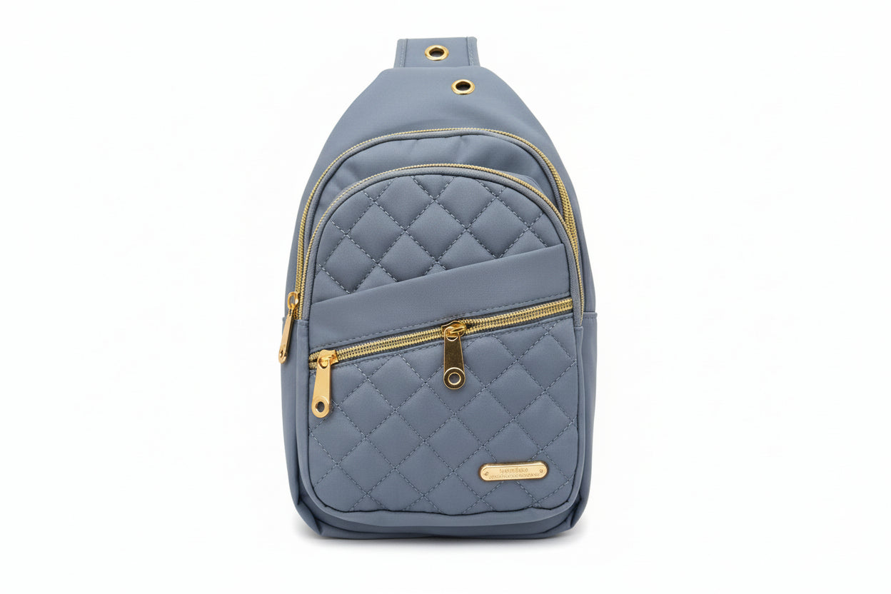 Blue Quilted Sling Bag