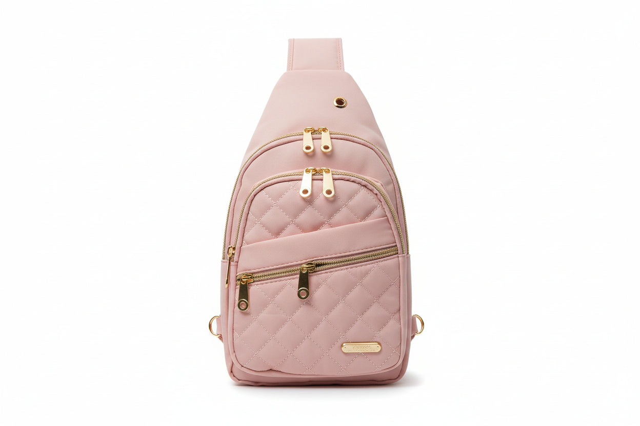 Pink Quilted Sling Bag